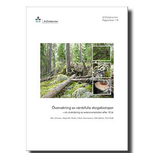 Omslag med skogsmiljö med tre närbilder från liknande miljö inlagda. Foto