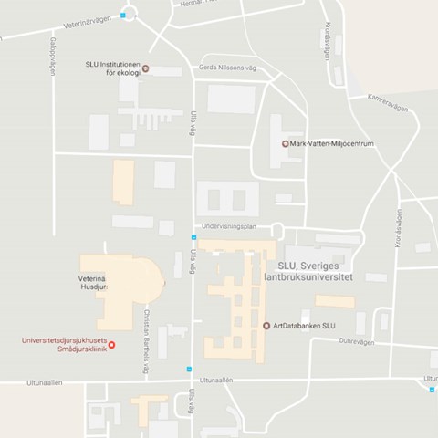 Karta över Ultuna Campus i Uppsala. Bild